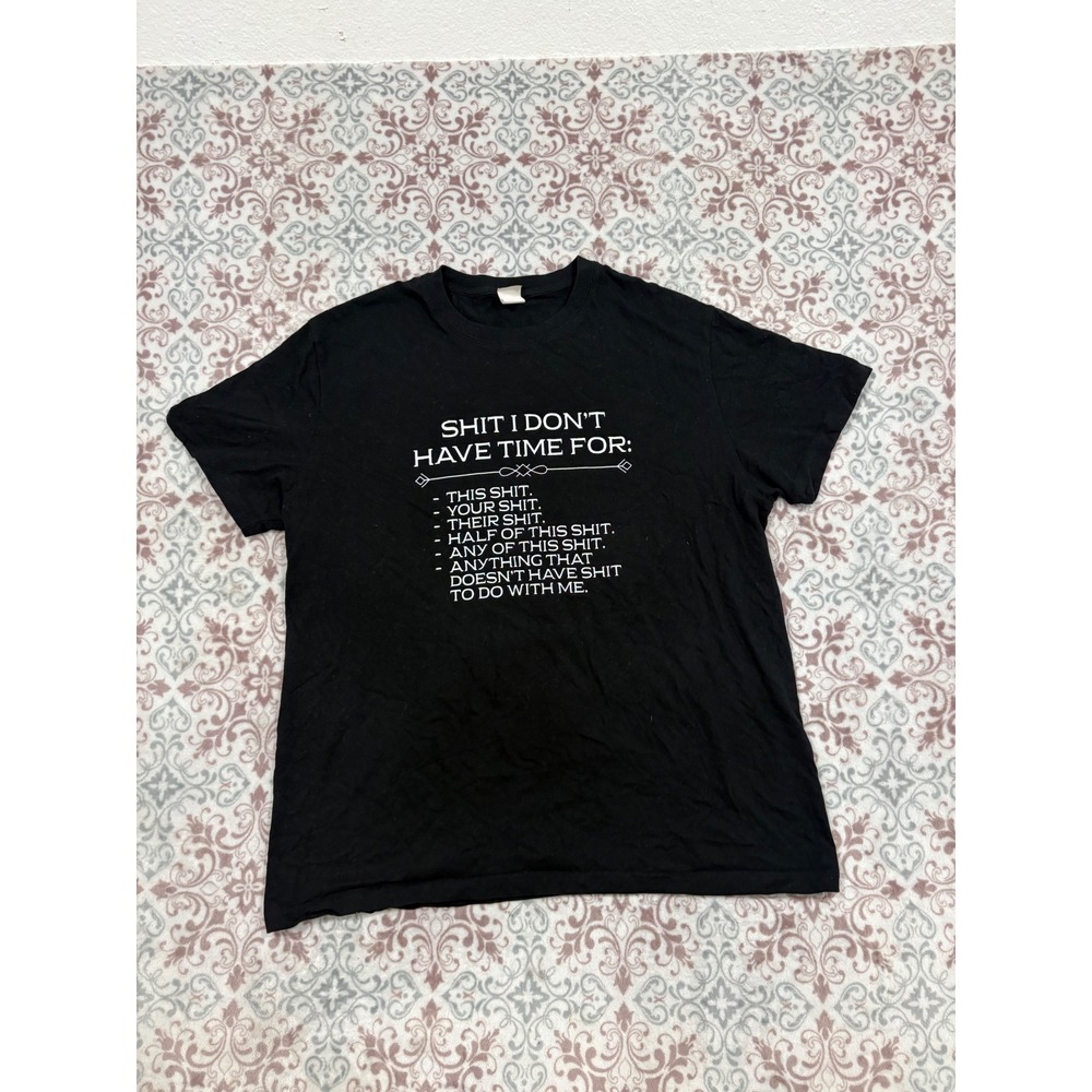 Funny Graphic T-Shirt Black Cotton Short Sleeve Crew Neck XL 4633